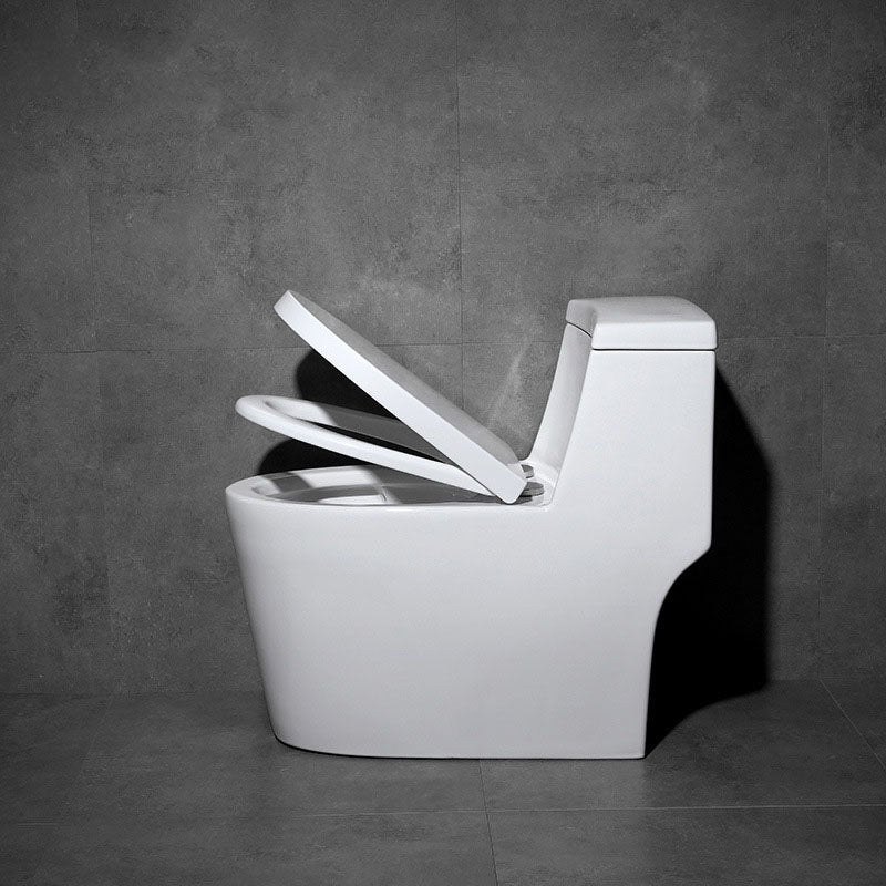 White Ceramic Floor Toilet Elongated One Piece Toilet with Glazed Surface