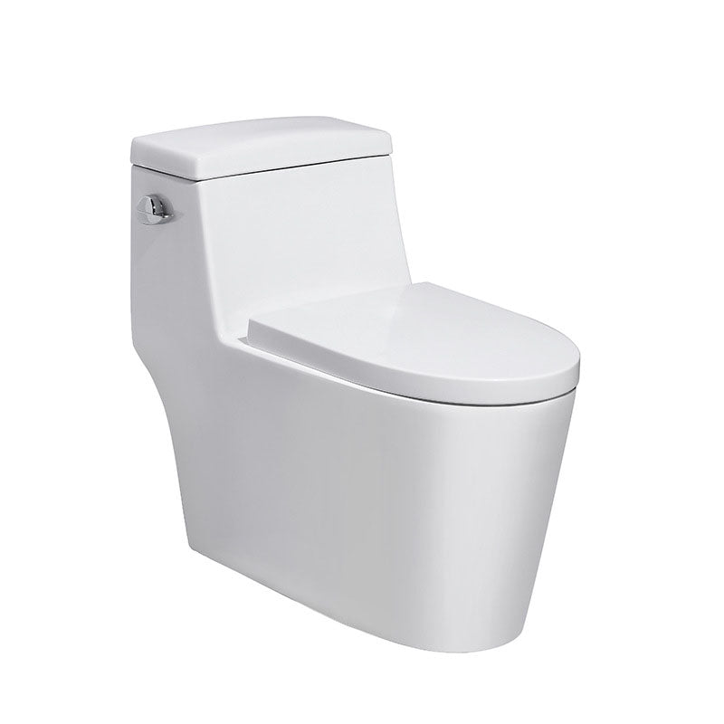 White Ceramic Floor Toilet Elongated One Piece Toilet with Glazed Surface