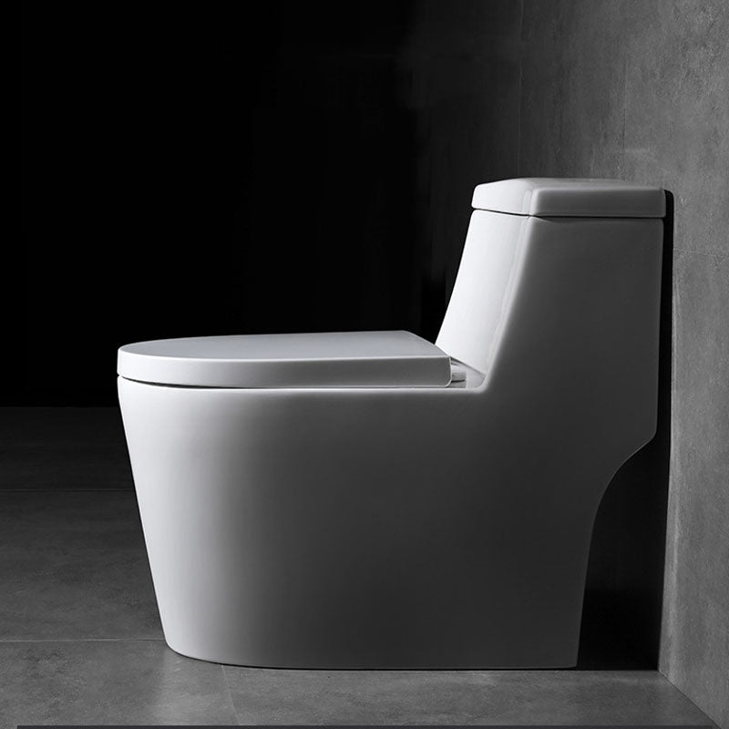 White Ceramic Floor Toilet Elongated One Piece Toilet with Glazed Surface