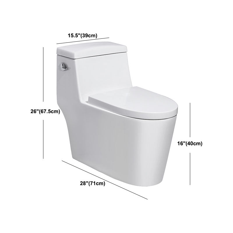 White Ceramic Floor Toilet Elongated One Piece Toilet with Glazed Surface