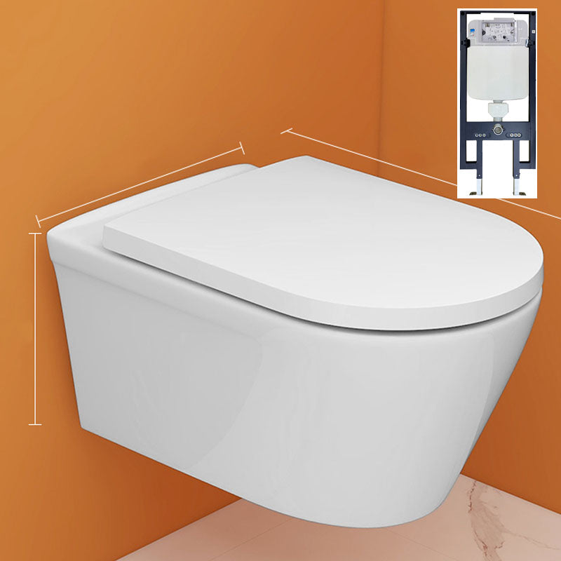 Modern White Siphon Jet Toilet Bowl Wall Mount Flush Toilet With Seat for Bathroom