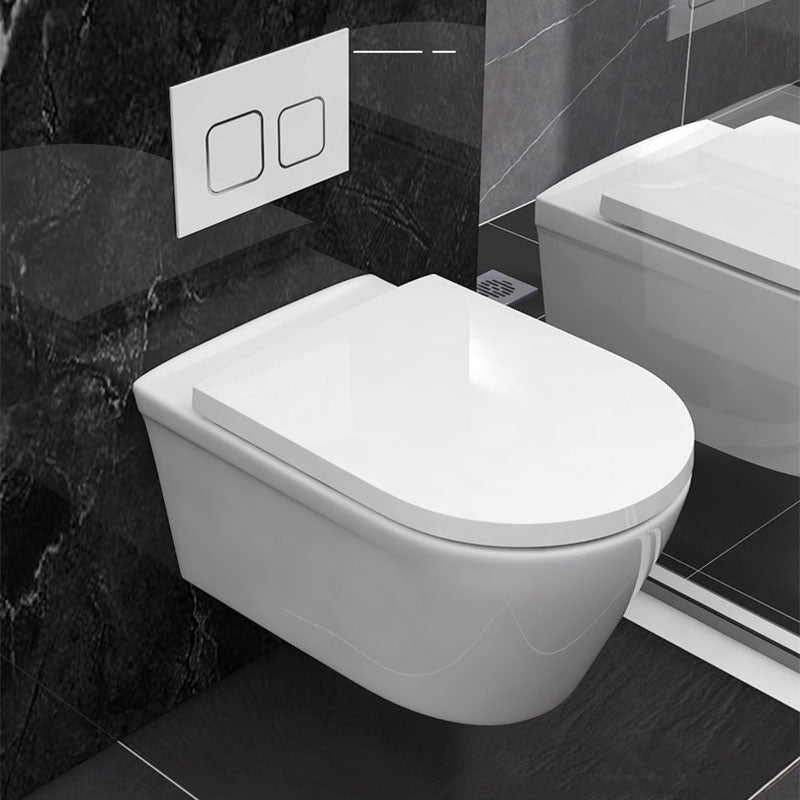 Modern White Siphon Jet Toilet Bowl Wall Mount Flush Toilet With Seat for Bathroom