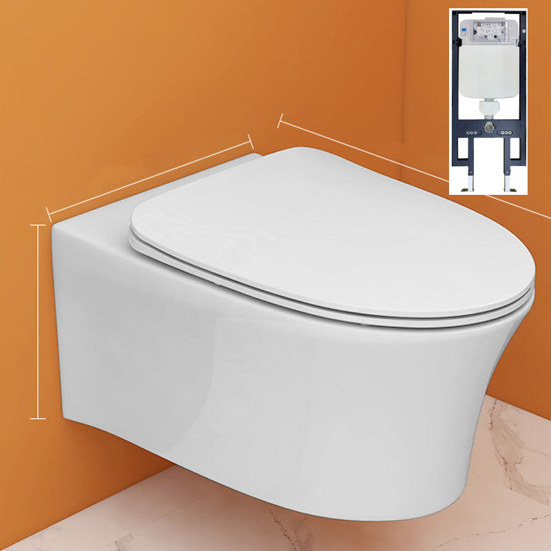 Modern White Siphon Jet Toilet Bowl Wall Mount Flush Toilet With Seat for Bathroom