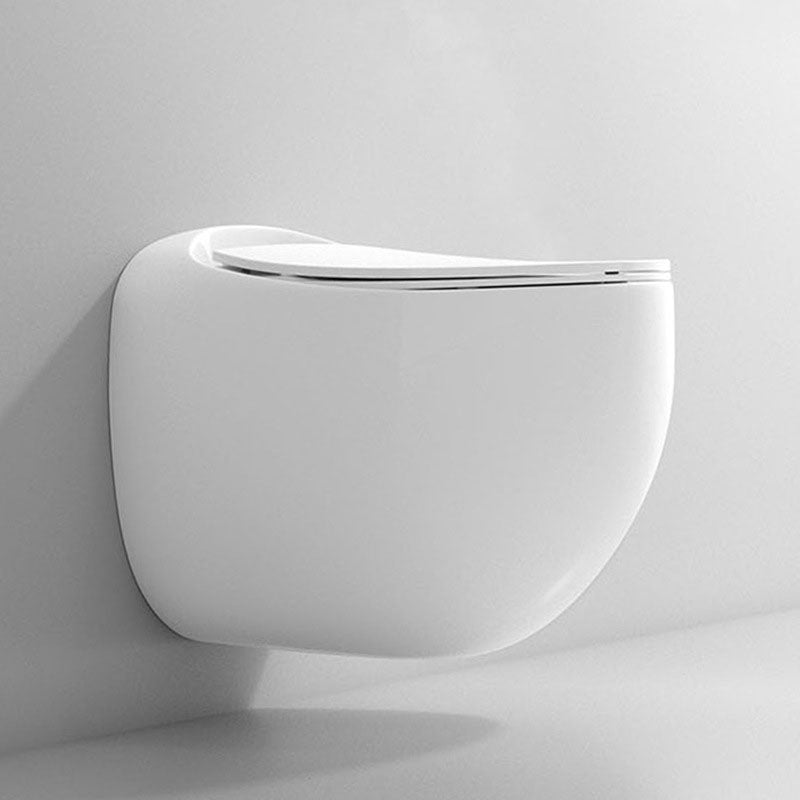 Wall-mounted Round Hanging Toilet Soft-Close Seat Toilet with Glazed Surface