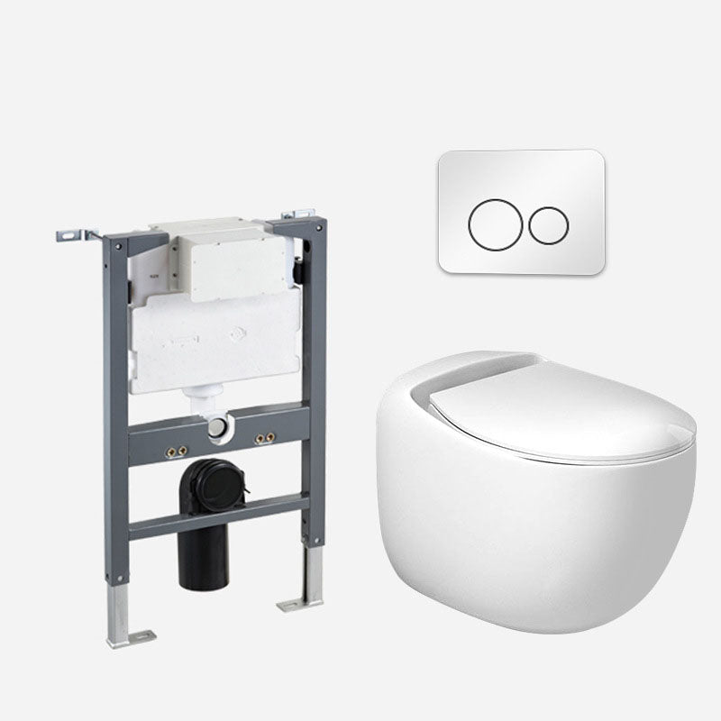 Wall-mounted Round Hanging Toilet Soft-Close Seat Toilet with Glazed Surface