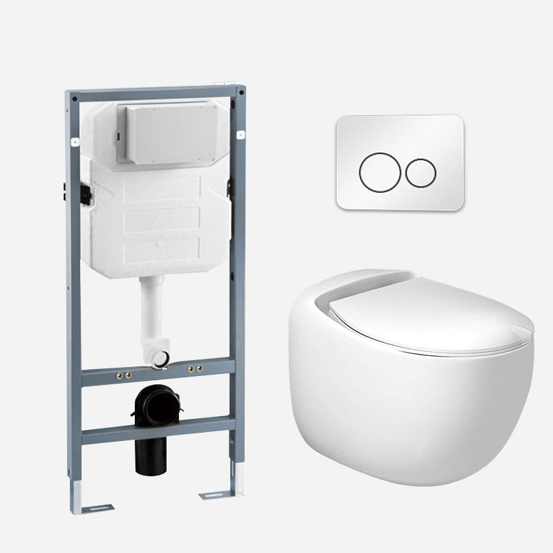 Wall-mounted Round Hanging Toilet Soft-Close Seat Toilet with Glazed Surface