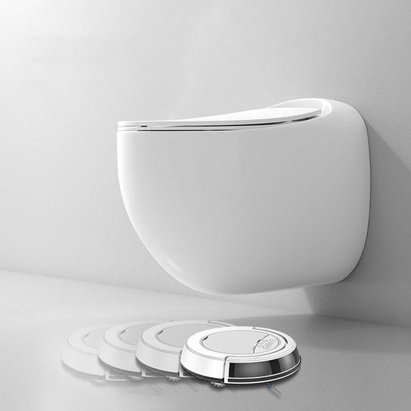 Wall-mounted Round Hanging Toilet Soft-Close Seat Toilet with Glazed Surface
