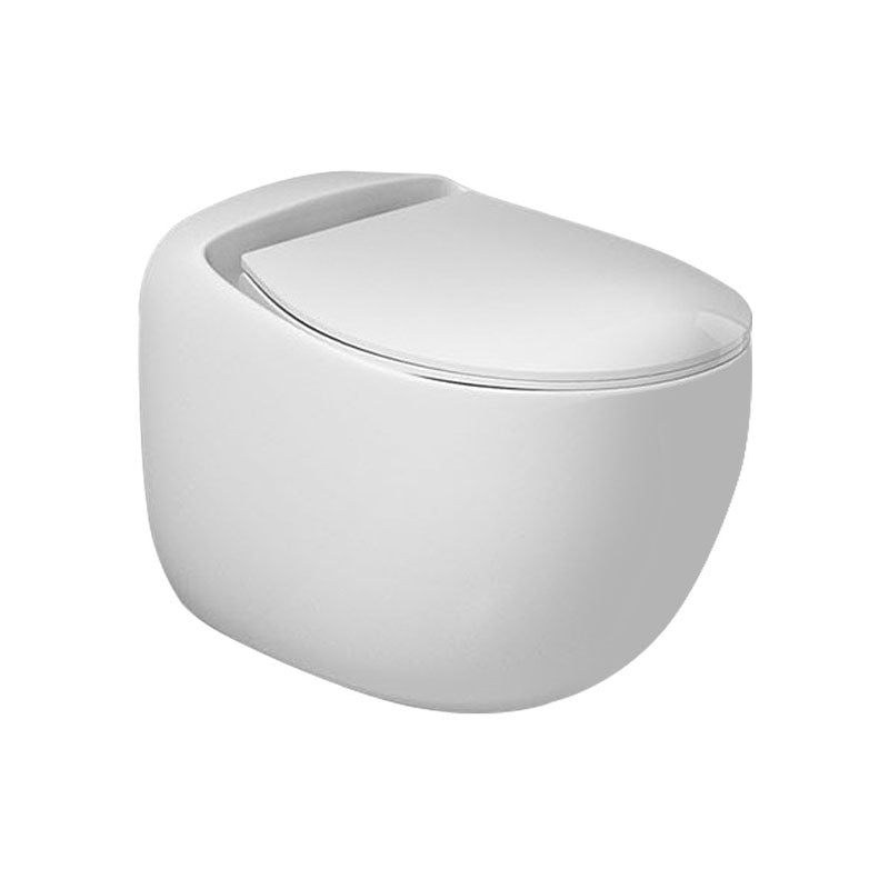 Wall-mounted Round Hanging Toilet Soft-Close Seat Toilet with Glazed Surface