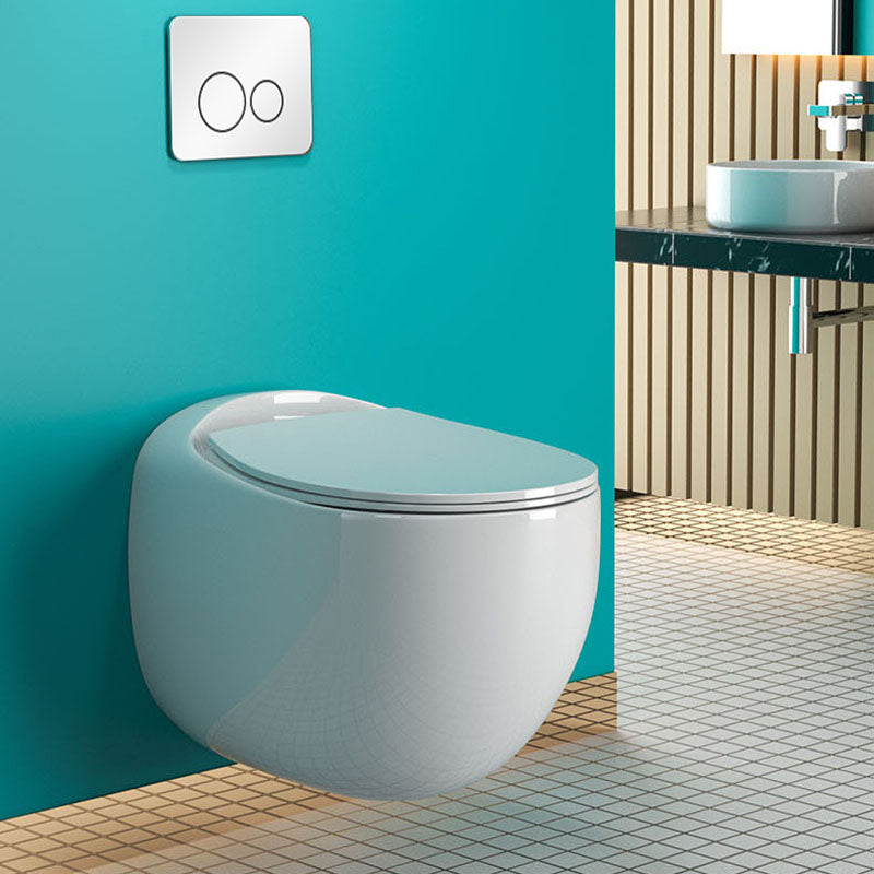 Wall-mounted Round Hanging Toilet Soft-Close Seat Toilet with Glazed Surface