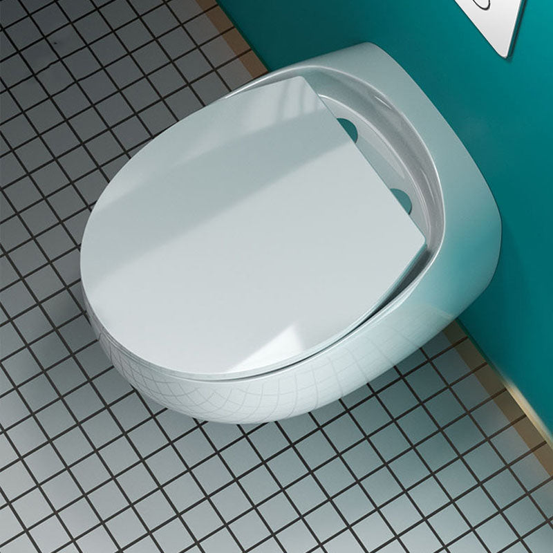 Wall-mounted Round Hanging Toilet Soft-Close Seat Toilet with Glazed Surface