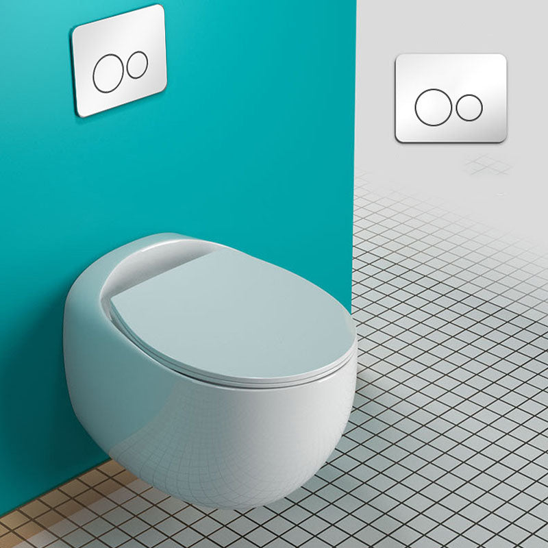 Wall-mounted Round Hanging Toilet Soft-Close Seat Toilet with Glazed Surface