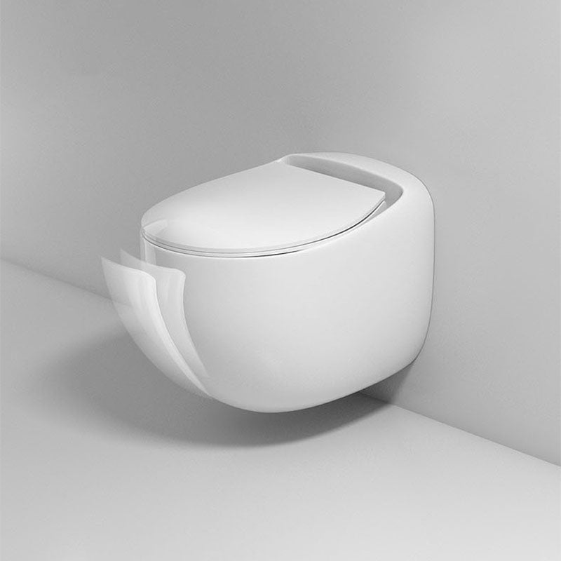 Wall-mounted Round Hanging Toilet Soft-Close Seat Toilet with Glazed Surface