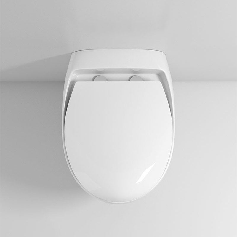 Wall-mounted Round Hanging Toilet Soft-Close Seat Toilet with Glazed Surface