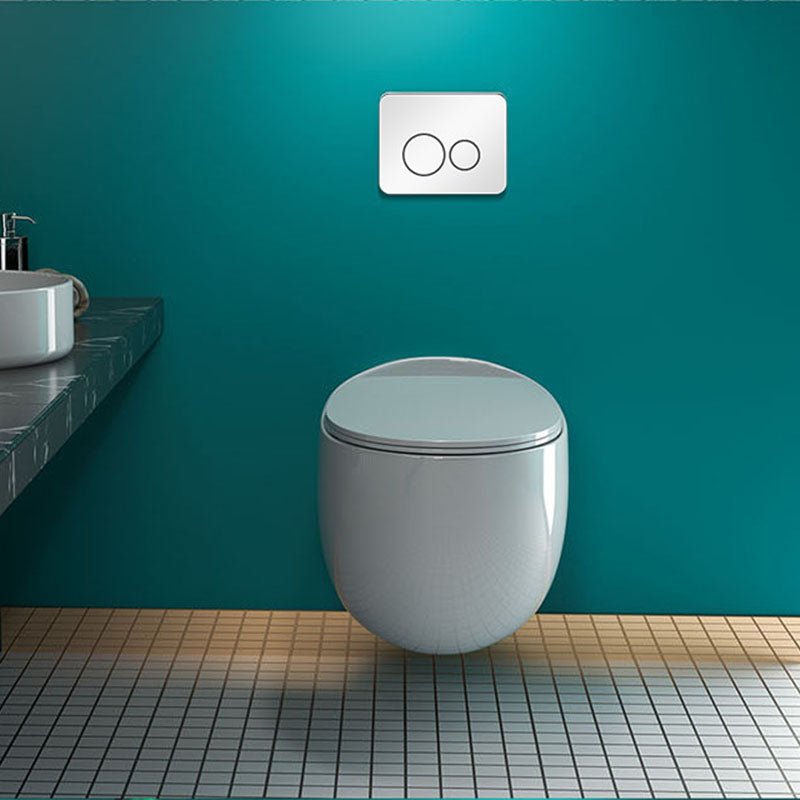 Wall-mounted Round Hanging Toilet Soft-Close Seat Toilet with Glazed Surface
