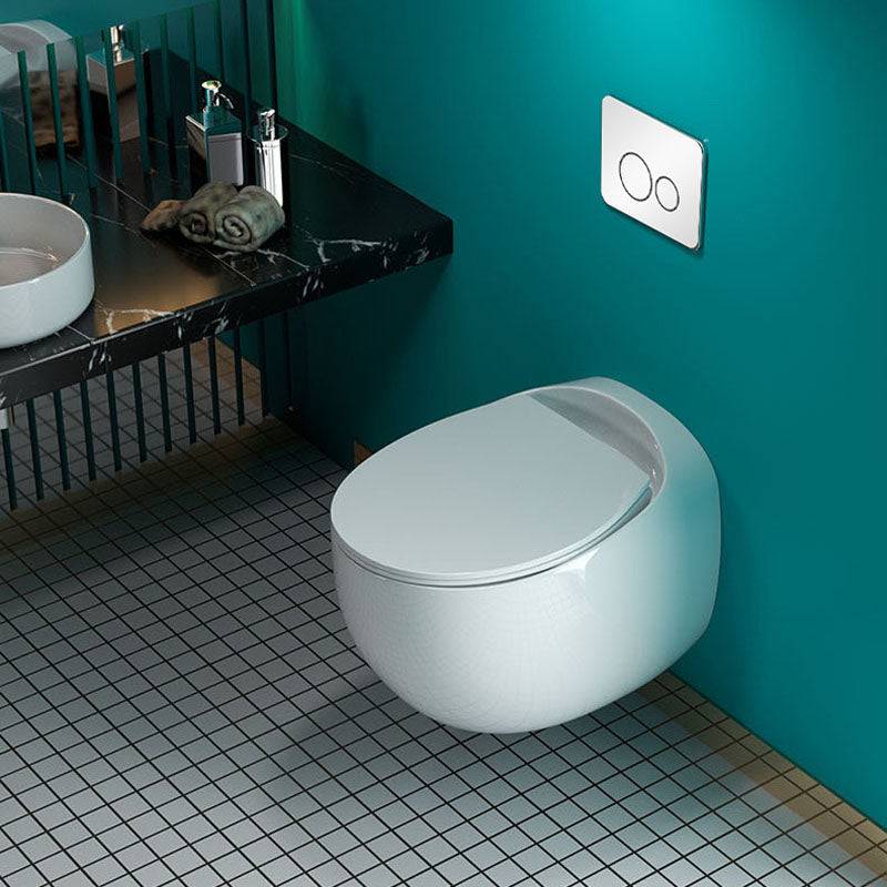 Wall-mounted Round Hanging Toilet Soft-Close Seat Toilet with Glazed Surface
