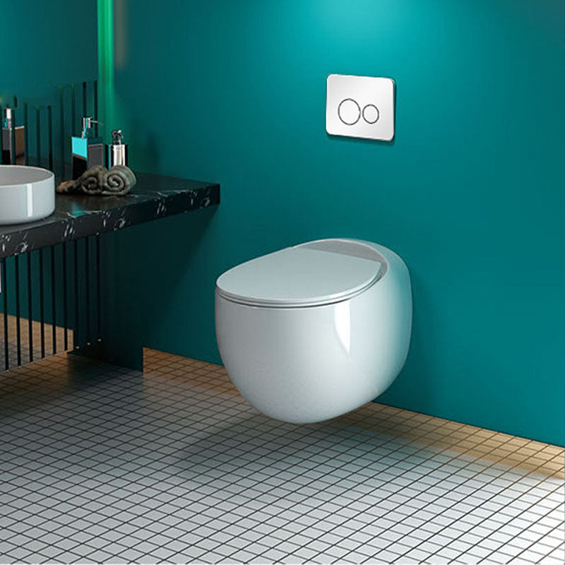 Wall-mounted Round Hanging Toilet Soft-Close Seat Toilet with Glazed Surface