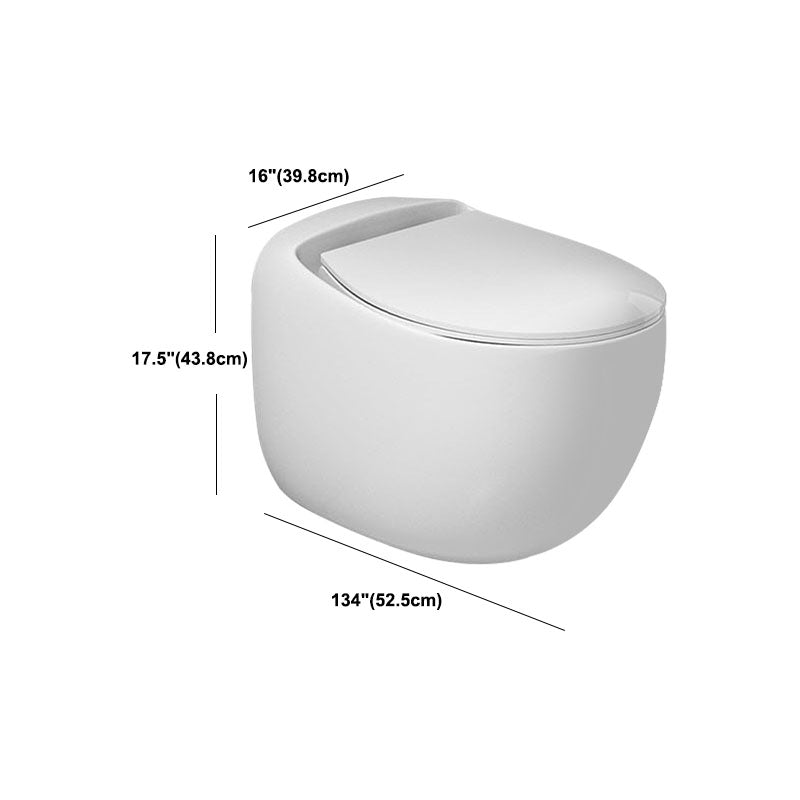 Wall-mounted Round Hanging Toilet Soft-Close Seat Toilet with Glazed Surface
