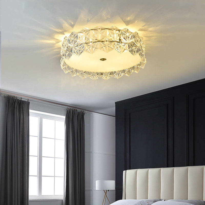 4/6/8-Light Modernism Golden Finish Flush Mount Lighting Round Glass Ceiling Light