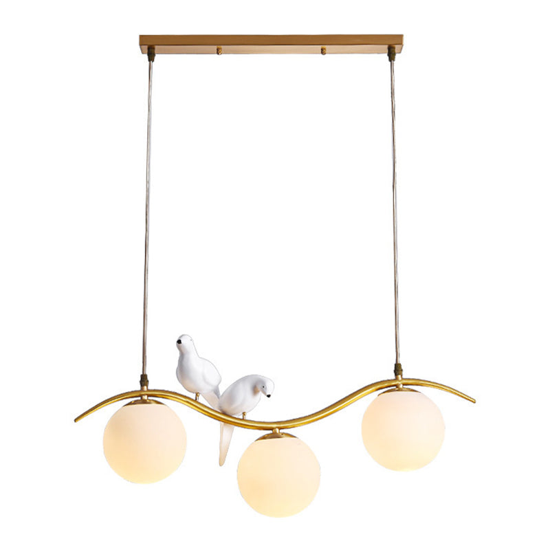 Industrial Style Globe Shape Island Lights Metal 3/4 Lights Pendant Light in Gold