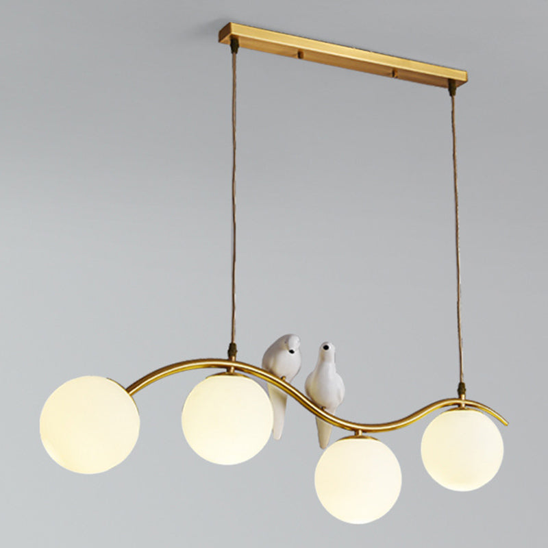 Industrial Style Globe Shape Island Lights Metal 3/4 Lights Pendant Light in Gold