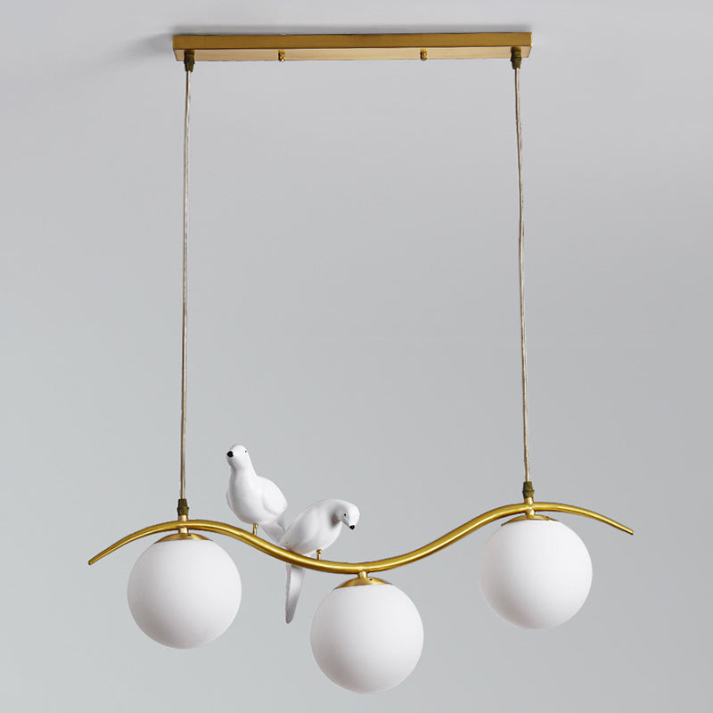 Industrial Style Globe Shape Island Lights Metal 3/4 Lights Pendant Light in Gold