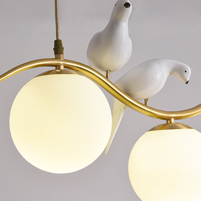 Industrial Style Globe Shape Island Lights Metal 3/4 Lights Pendant Light in Gold