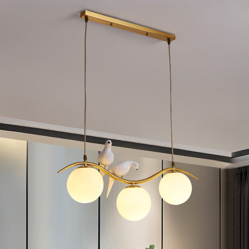 Industrial Style Globe Shape Island Lights Metal 3/4 Lights Pendant Light in Gold
