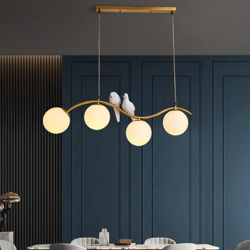 Industrial Style Globe Shape Island Lights Metal 3/4 Lights Pendant Light in Gold