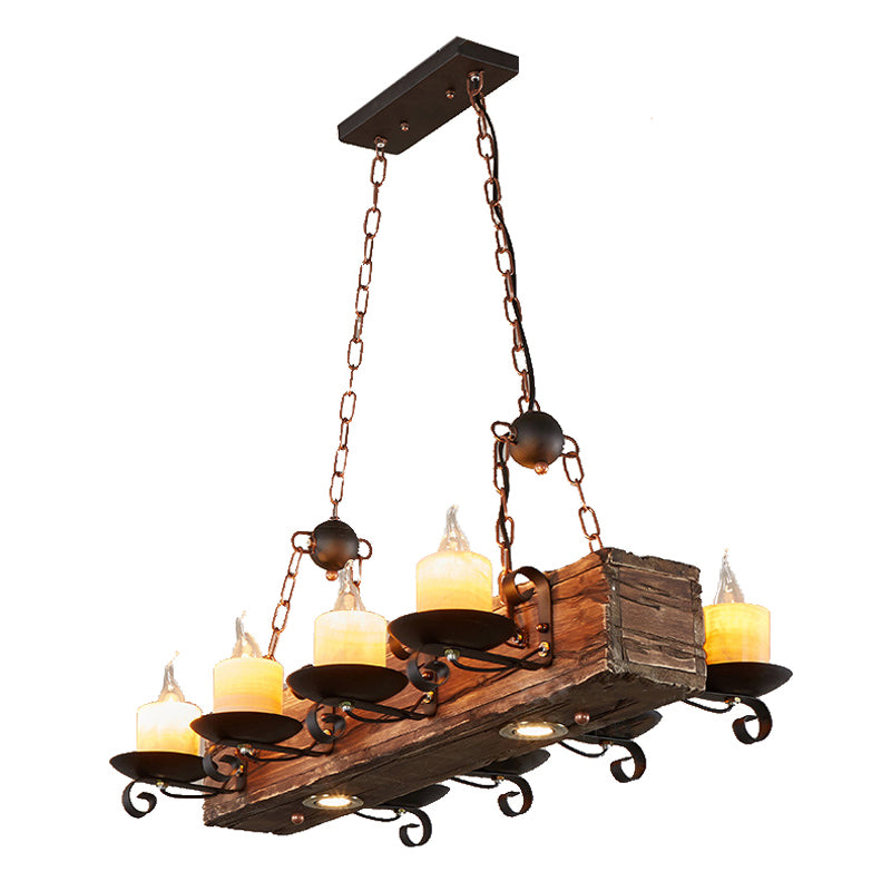 Industrial Ship Shape Island Pendant Lights Wood Multiple-Light Island Pendant