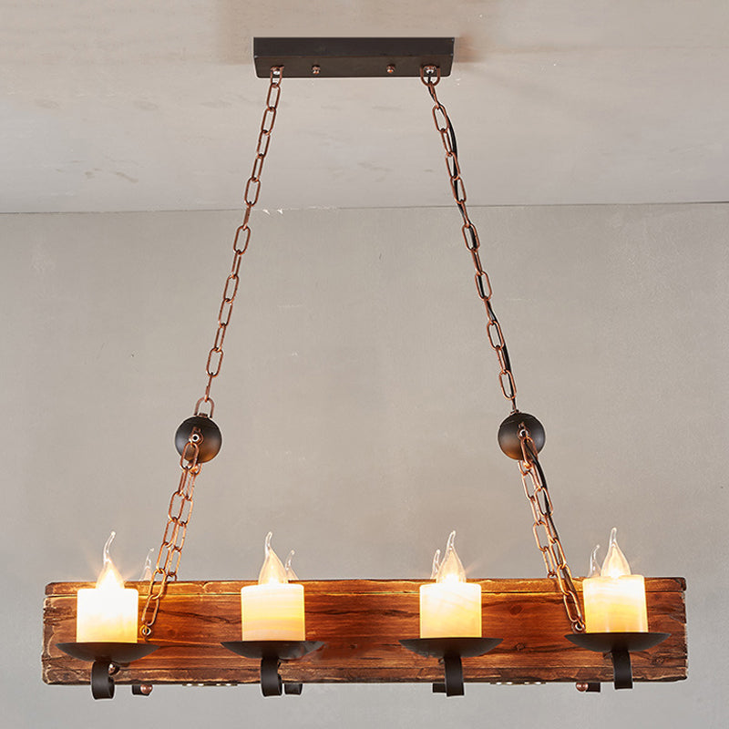 Industrial Ship Shape Island Pendant Lights Wood Multiple-Light Island Pendant