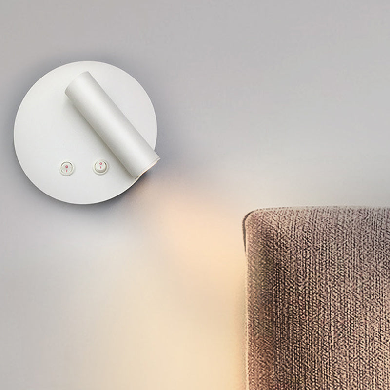 Modern Style Cylinder Shape Wall Lighting Metal 1 Light Wall Lamp in White / Black