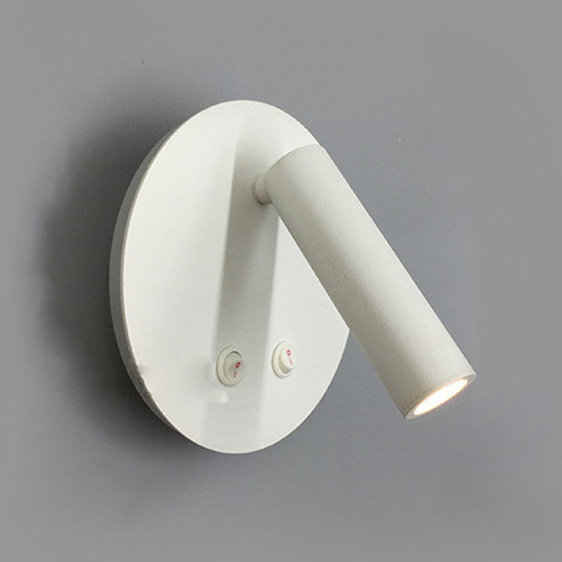 Modern Style Cylinder Shape Wall Lighting Metal 1 Light Wall Lamp in White / Black