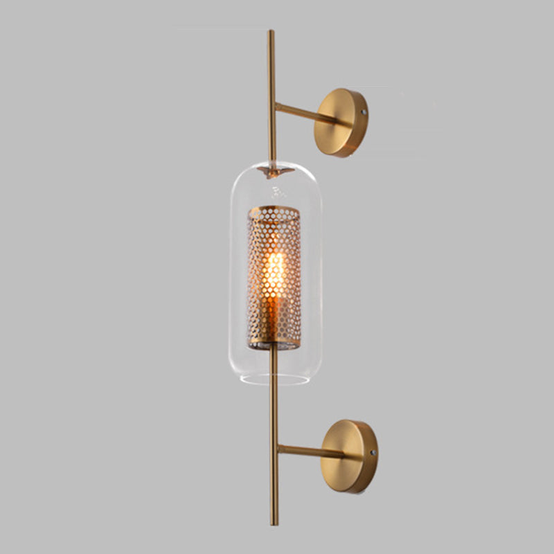 Industrial Style Armed Shape Wall Lamp Glass 1 Light Wall Sconce for Living Room