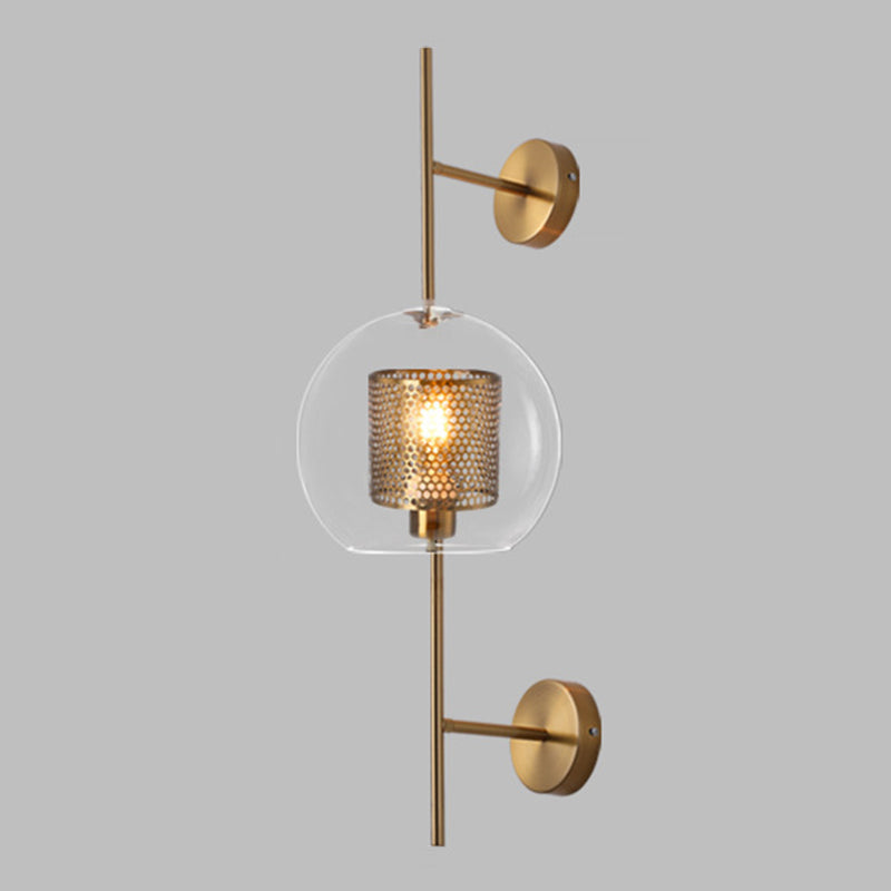 Industrial Style Armed Shape Wall Lamp Glass 1 Light Wall Sconce for Living Room