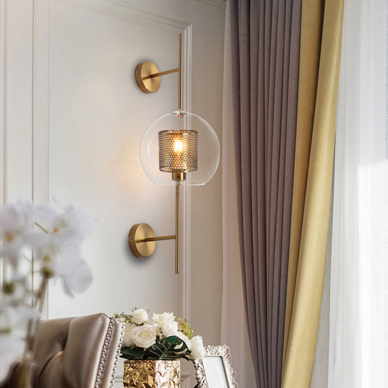 Industrial Style Armed Shape Wall Lamp Glass 1 Light Wall Sconce for Living Room