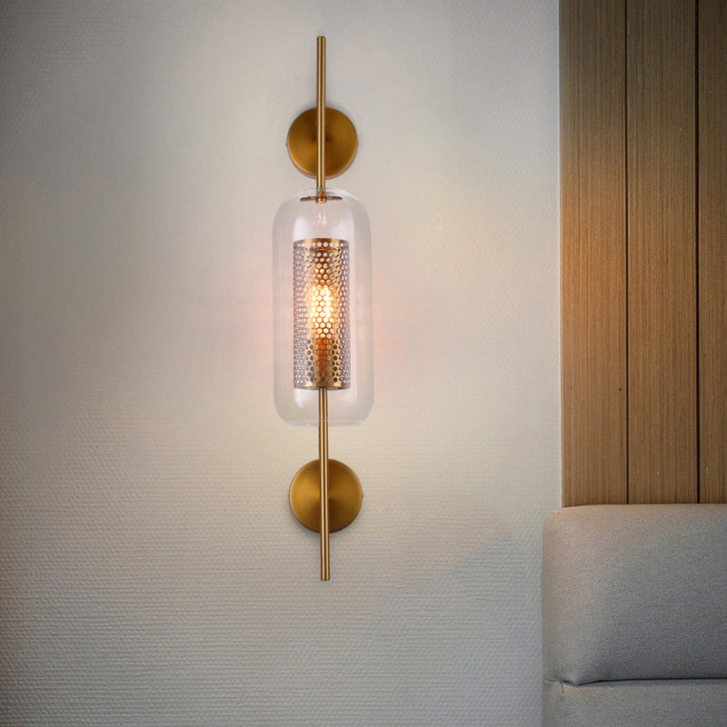 Industrial Style Armed Shape Wall Lamp Glass 1 Light Wall Sconce for Living Room