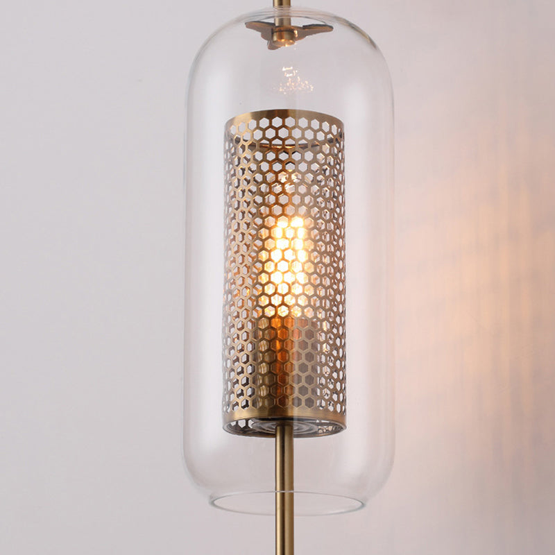 Industrial Style Armed Shape Wall Lamp Glass 1 Light Wall Sconce for Living Room