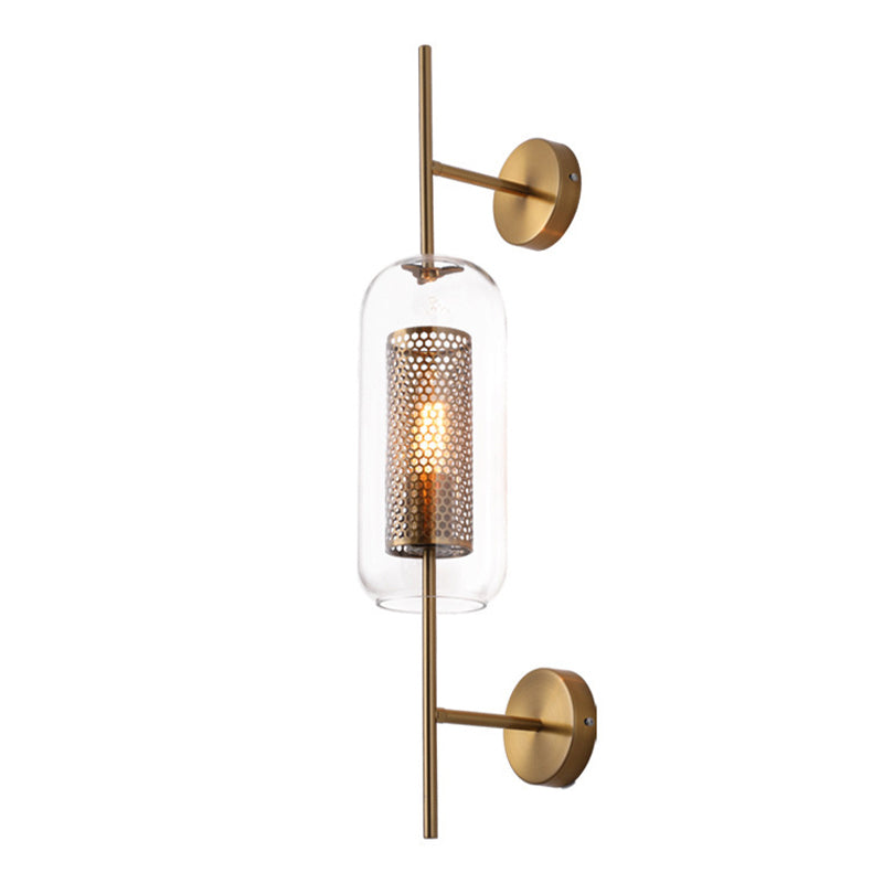 Industrial Style Armed Shape Wall Lamp Glass 1 Light Wall Sconce for Living Room