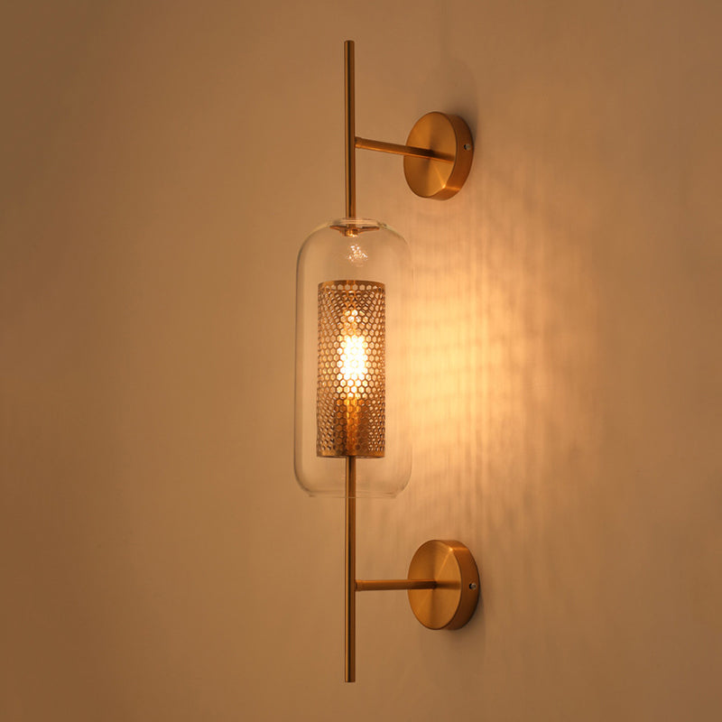 Industrial Style Armed Shape Wall Lamp Glass 1 Light Wall Sconce for Living Room
