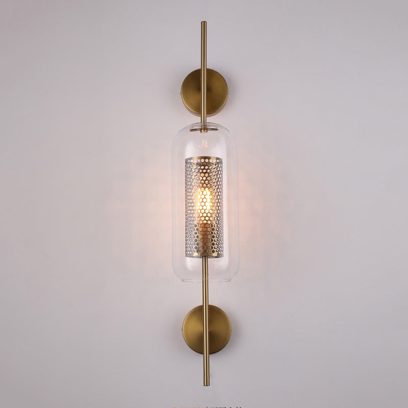 Industrial Style Armed Shape Wall Lamp Glass 1 Light Wall Sconce for Living Room
