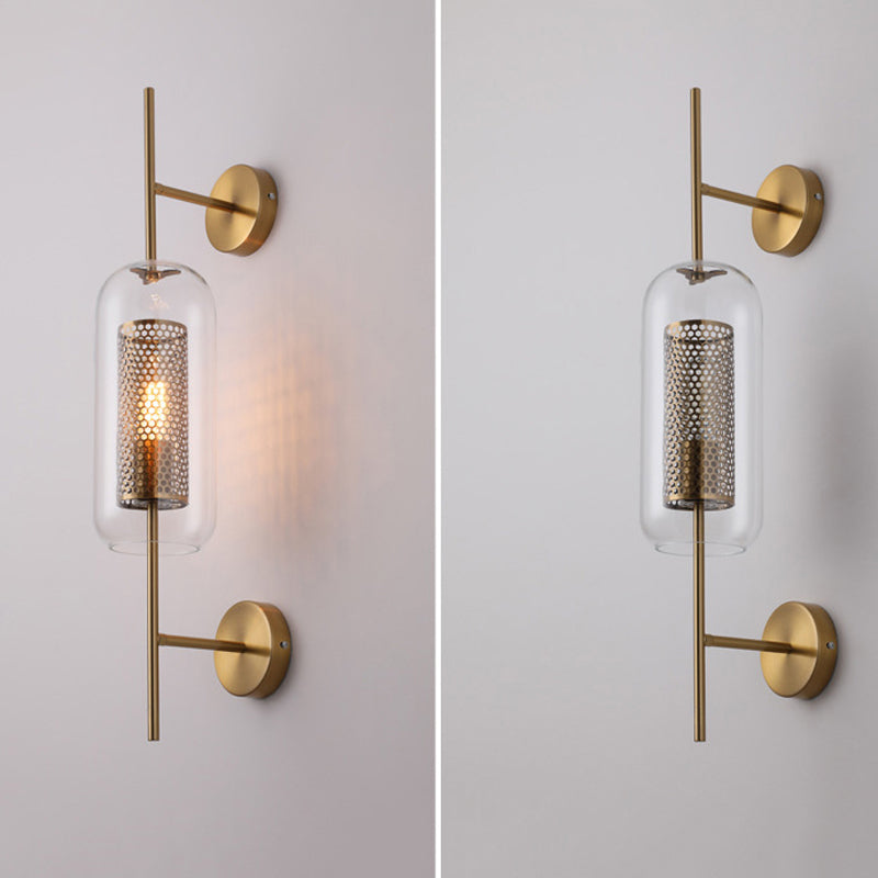 Industrial Style Armed Shape Wall Lamp Glass 1 Light Wall Sconce for Living Room
