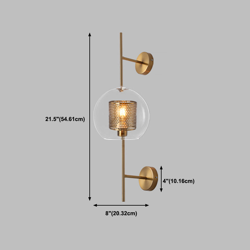 Industrial Style Armed Shape Wall Lamp Glass 1 Light Wall Sconce for Living Room