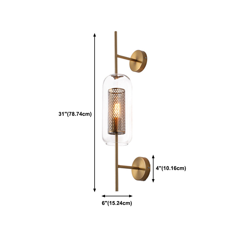 Industrial Style Armed Shape Wall Lamp Glass 1 Light Wall Sconce for Living Room