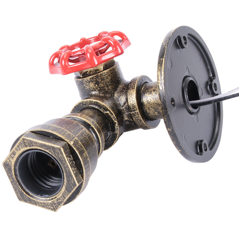 Industrial Water Pipe Sconce Light Fixture Metal 1-Light Sconce Light