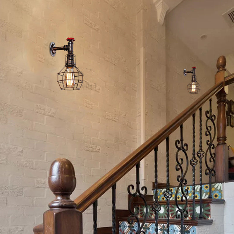 Industrial Geometric Sconce Light Fixture Metal 1-Light Wall Lights