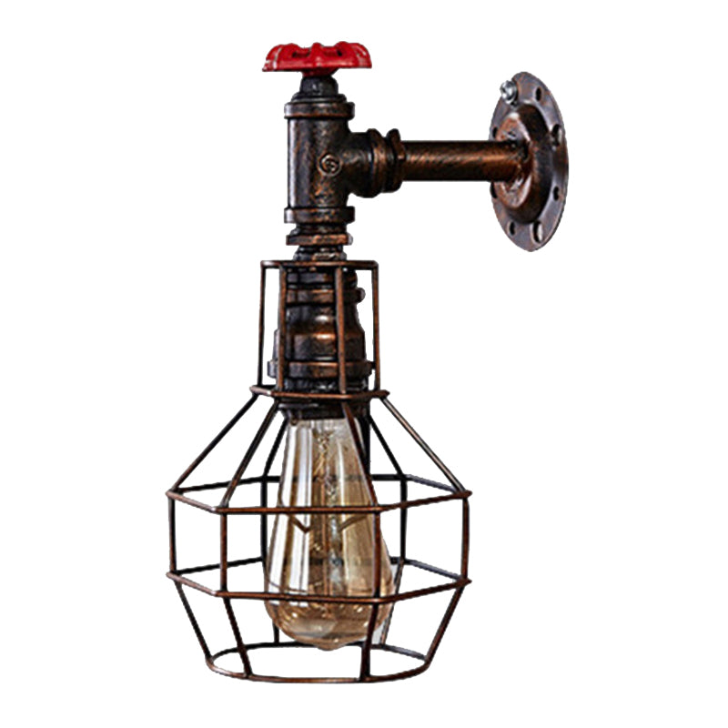 Industrial Geometric Sconce Light Fixture Metal 1-Light Wall Lights