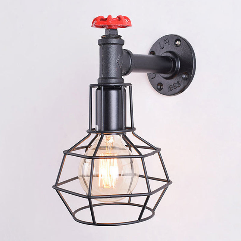 Industrial Geometric Sconce Light Fixture Metal 1-Light Wall Lights