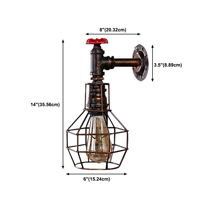 Industrial Geometric Sconce Light Fixture Metal 1-Light Wall Lights
