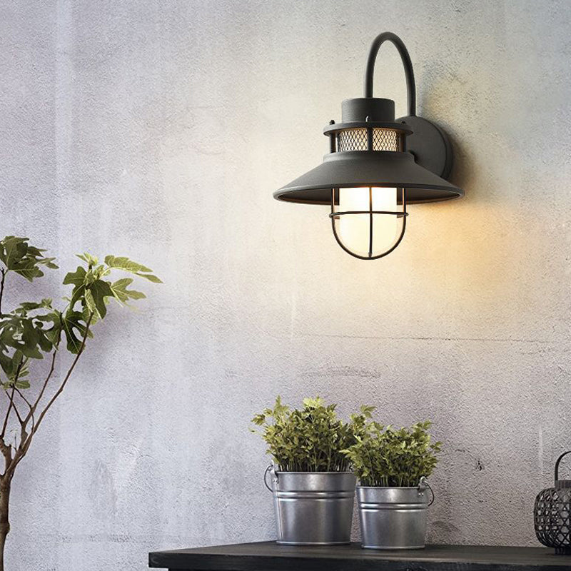 Black Metal Wall Light Industrial Flush Mount Lighting for Home Foyer