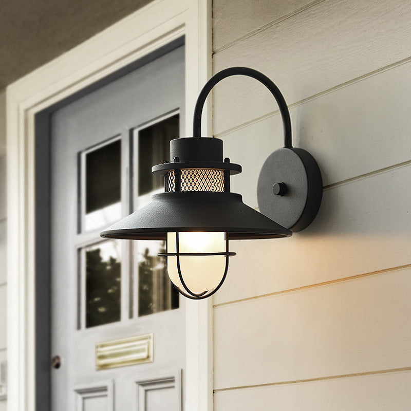 Black Metal Wall Light Industrial Flush Mount Lighting for Home Foyer